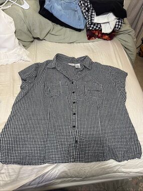White Stag Black and White Gingham Button-Up Shirt